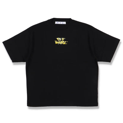 OFF-WHITE BLACK AND YELLOW WATERCOLOUR LOGO T-SHIRT