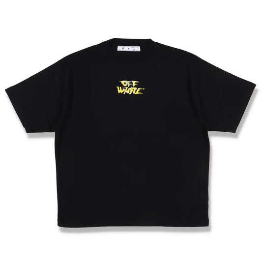 OFF-WHITE BLACK AND YELLOW WATERCOLOUR LOGO T-SHIRT