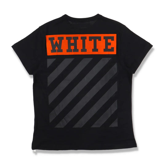 OFF-WHITE BLACK AND ORANGE VELVET BOX LOGO T-SHIRT