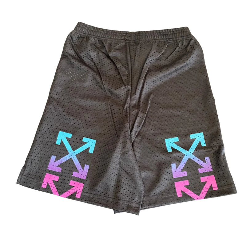 OFF-WHITE BLACK GRADIENT ARROW LOGO MESH SHORTS