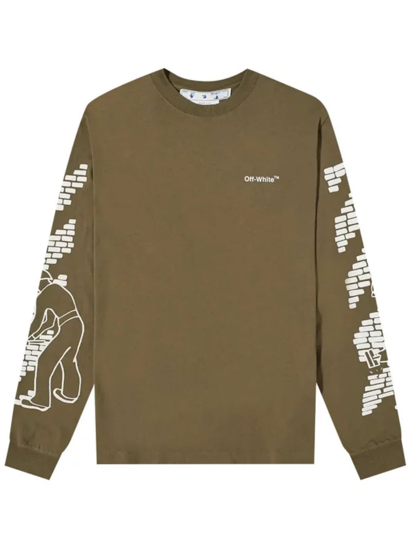 OFF-WHITE BRICK ARROW L/S TEE ARMY GREEN