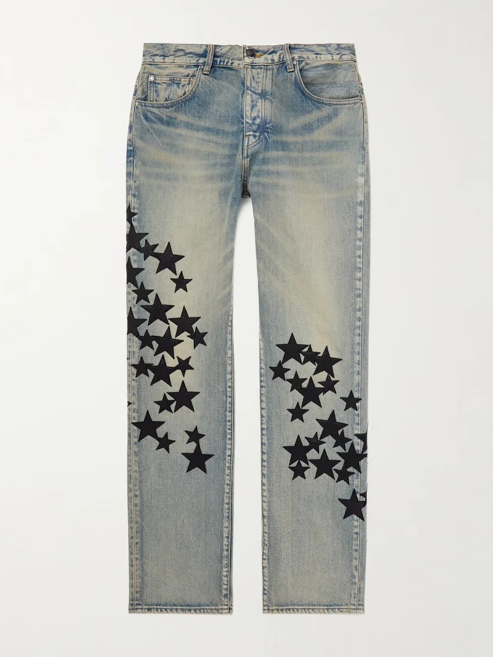 AMIRI LEATHER STAR STRAIGHT JEANS