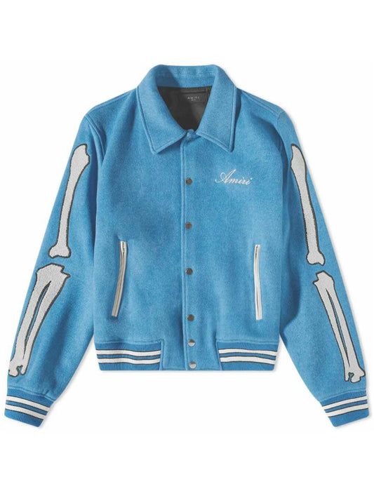 AMIRI BONES VARSITY JACKET BLUE