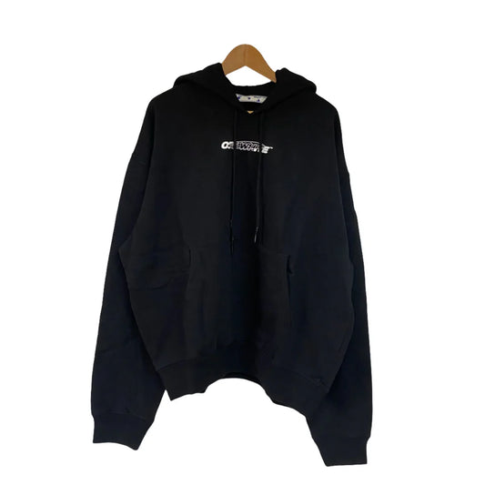 OFF-WHITE BLACK HAND PAINTERS LOGO OVERSIZED HOODIE