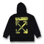 OFF-WHITE BLACK AND YELLOW ACRYLIC ARROWS OVERSIZED HOODIE