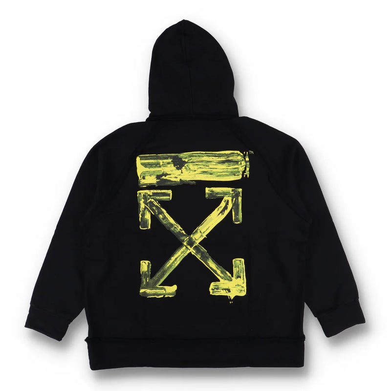 OFF-WHITE BLACK AND YELLOW ACRYLIC ARROWS OVERSIZED HOODIE