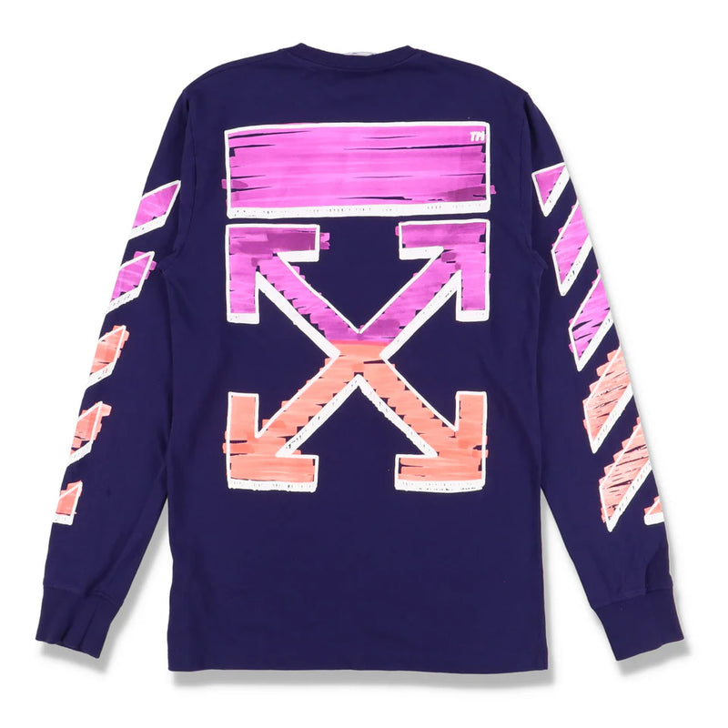 OFF-WHITE PURPLE MARKER ARROWS LONG SLEEVE LOGO T-SHIRT