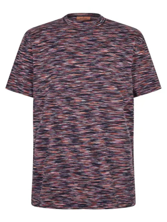 MISSONI SPACE DYE STRIPED TEE NAVY ORANGE