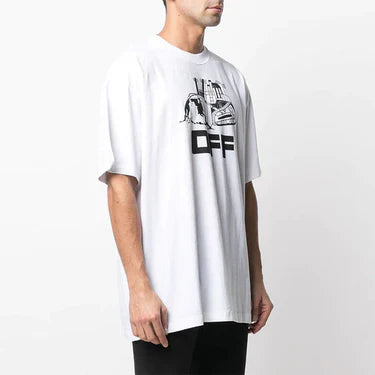 OFF-WHITE WHITE CATERPILLAR WORLD LOGO OVERSIZED T-SHIRT