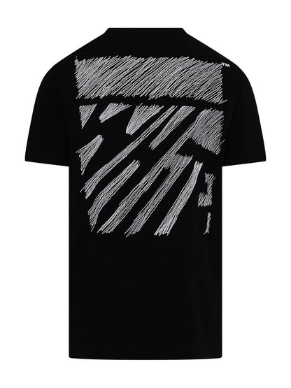 OFF-WHITE SCRIBBLE DIAG SLIM TEE BLACK