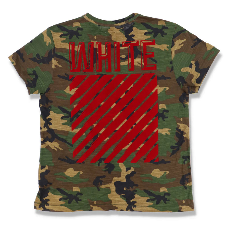 OFF-WHITE CAMO RED FELT DIAGONALS LOGO OVERSIZED T-SHIRT