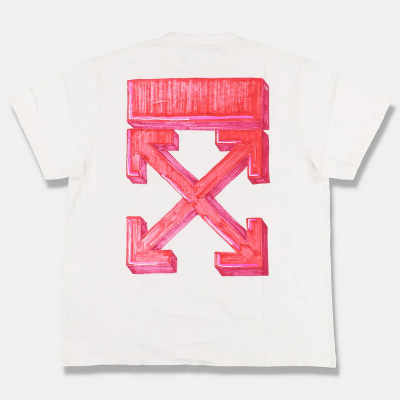 OFF-WHITE WHITE AND PINK MARKER ARROWS OVERSIZED T-SHIRT