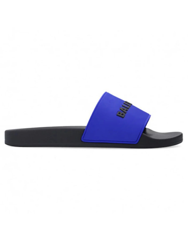 BALENCIAGA LOGO SLIDES BLACK/BLUE