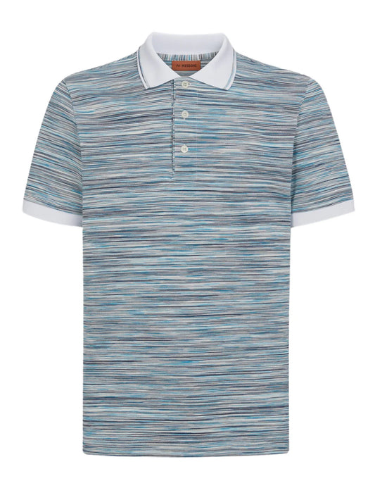 MISSONI SPACE DYE POLO SHIRT LIGHT BLUE  WHITE