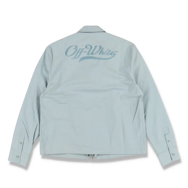 Off-White Ice Blue Embroidered Logo Zipped Light Jacket