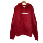 OFF-WHITE RED SLIDING BOOK LOGO OVERSIZED SKATE HOODIE