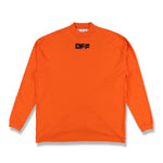 Off-White Orange Arrows Font Oversized Long Sleeve Mock Neck T-Shirt