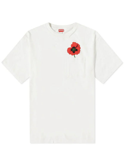 KENZO POPPY POCKET OVERSIZED TEE WHITE