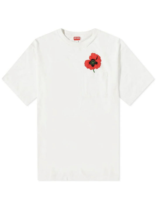KENZO POPPY POCKET OVERSIZED TEE WHITE