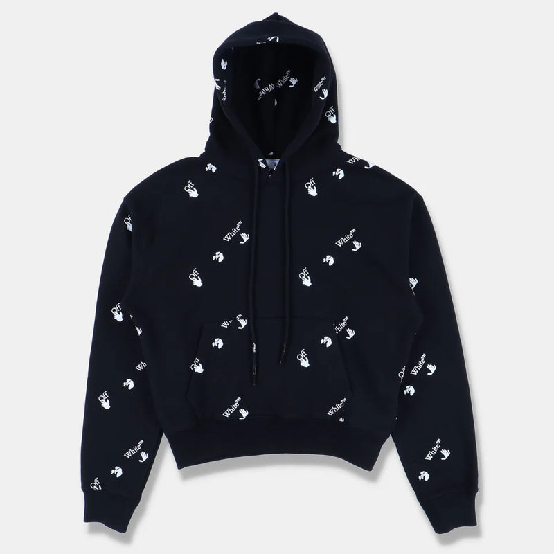 OFF-WHITE BLACK ALL OVER LOGO OVERSIZED HOODIE