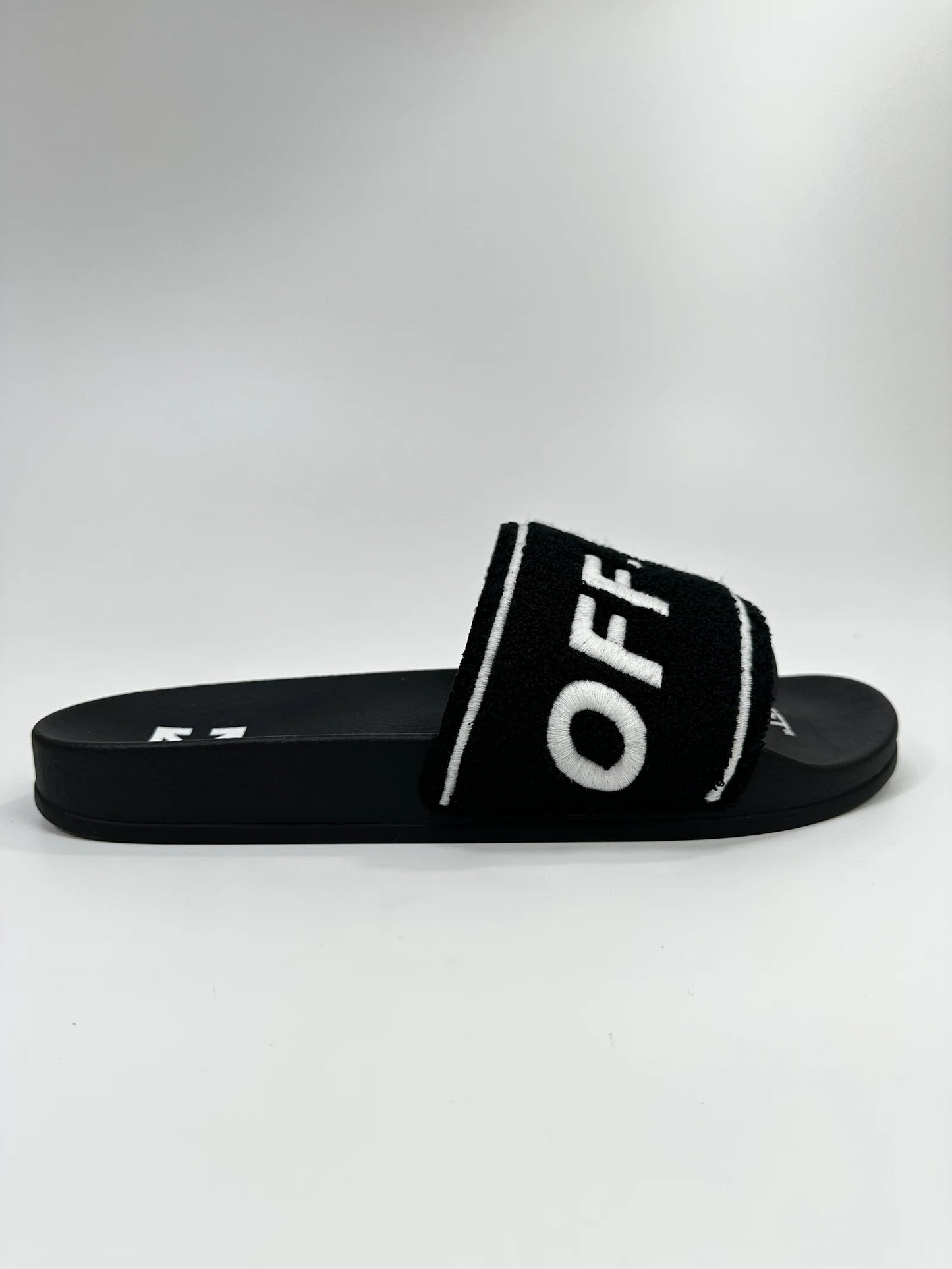 OFF-WHITE TOWEL TERRY SLIDES BLACK