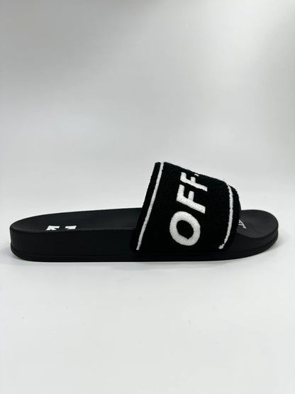 OFF-WHITE TOWEL TERRY SLIDES BLACK