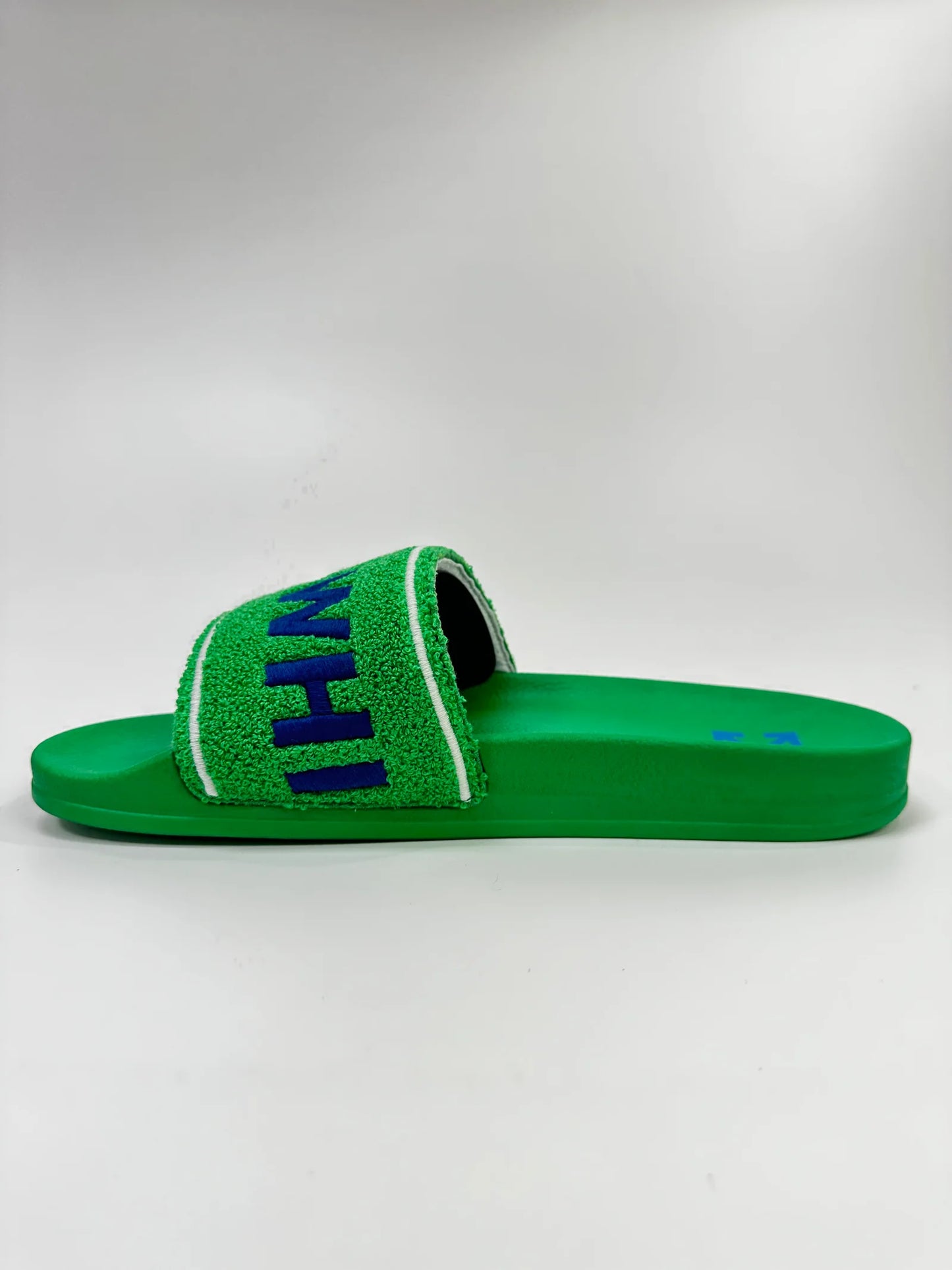 OFF-WHITE TOWEL TERRY SLIDES GREEN