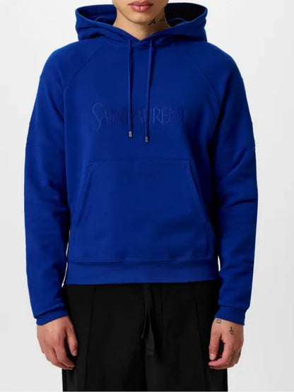 SAINT LAURENT LOGO HOODIE BLUE