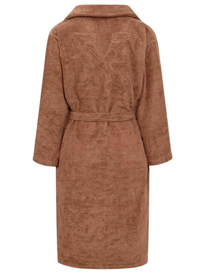 OFF-WHITE ARROW LEAVES BATHROBE BROWN