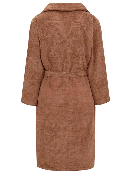 OFF-WHITE ARROW LEAVES BATHROBE BROWN