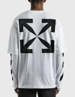 OFF-WHITE WHITE MONA LISA DOUBLE LAYER ARROWS LONG SLEEVE T-SHIRT