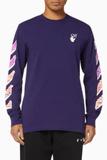 OFF-WHITE PURPLE MARKER ARROWS LONG SLEEVE LOGO T-SHIRT