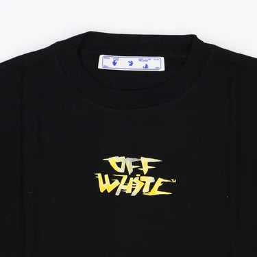 OFF-WHITE BLACK AND YELLOW WATERCOLOUR LOGO T-SHIRT
