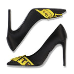 OFF-WHITE BLACK SATIN COMMERICAL BOW PUMP HEELS