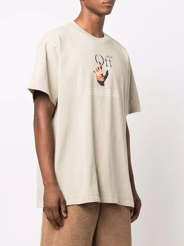 Off-White Beige Caravaggio Hand Off Logo T-Shirt