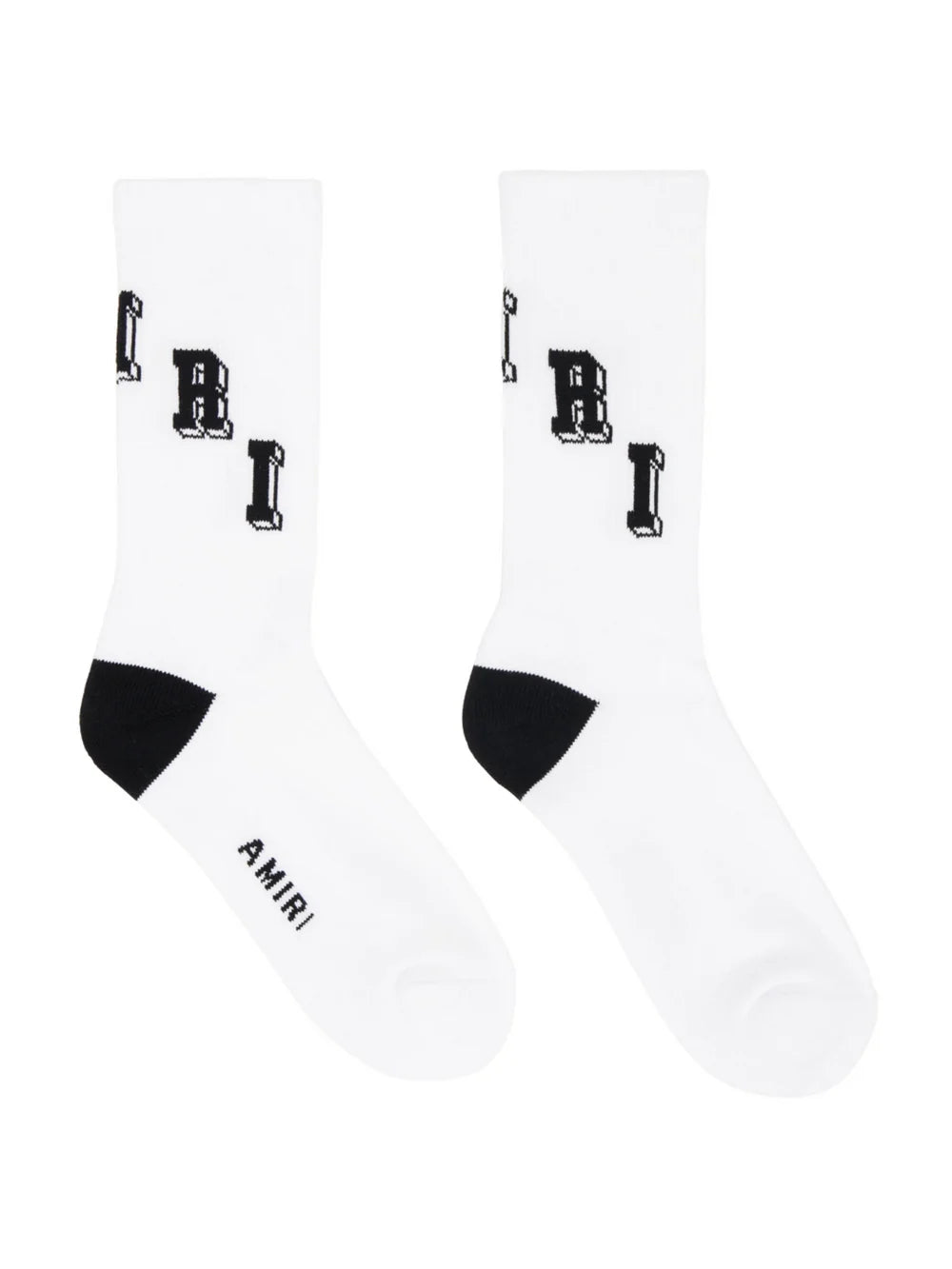 AMIRI COLLEGIATE TUBE SOCKS WHITE BLACK