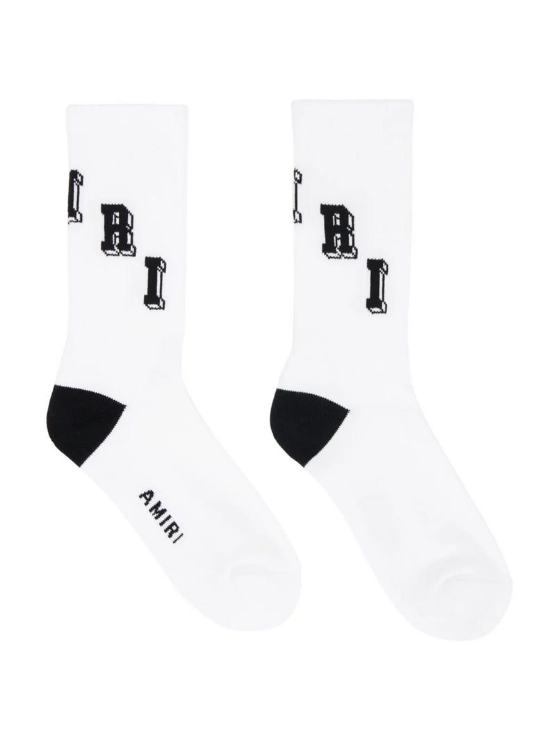 AMIRI COLLEGIATE TUBE SOCKS WHITE BLACK