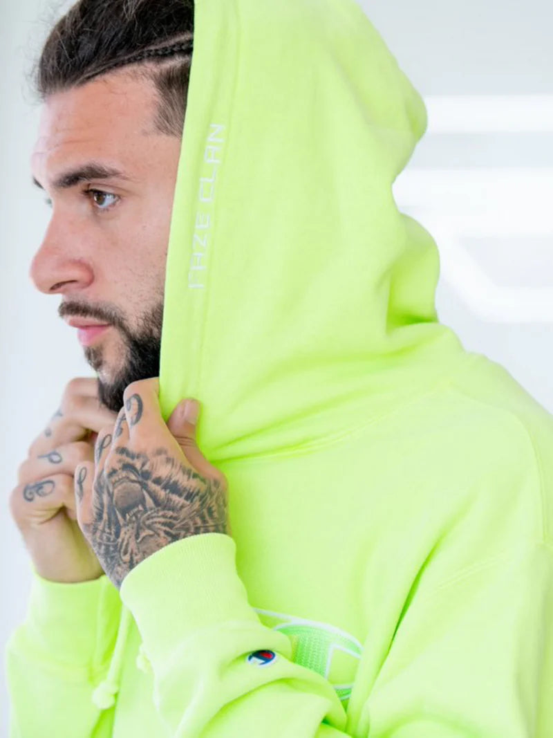 CHAMPION x FAZE CLAN COMPLEXCON HOODIE NEON GREEN HYPEWORLD