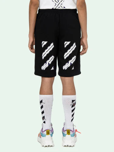 Off-White Black Airport Tape Diagonals Sweatshorts