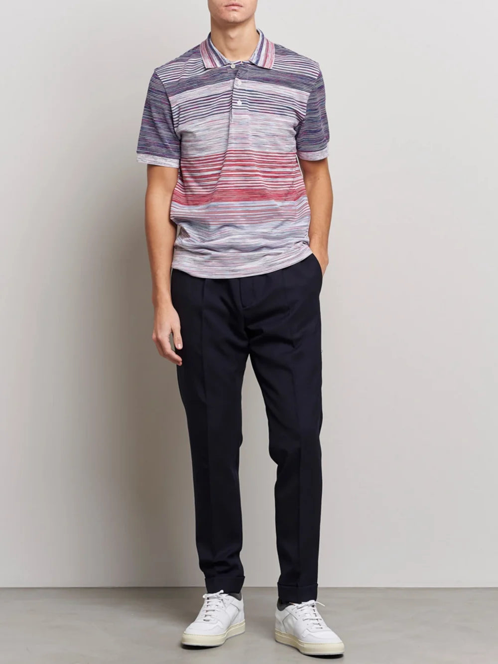 MISSONI SPACE DYE POLO SHIRT PURPLE  RED Size XL