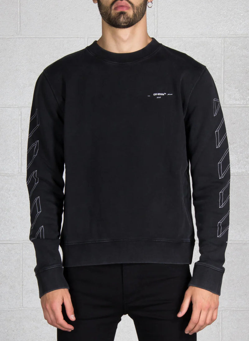 OFF-WHITE WASHED BLACK 3D LINE DIAG ARROWS LOGO SWEATSHIRT