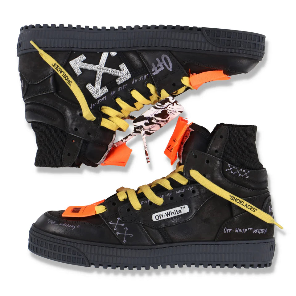 Off-White Black Leather Logo Off Court 3.0 HI-top Trainers