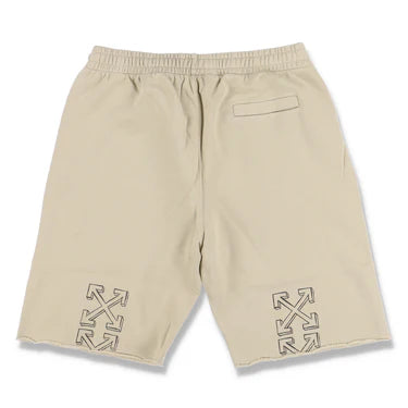 OFF-WHITE BEIGE RAW HEM 3D ARROWS LOGO SWEATSHORTS