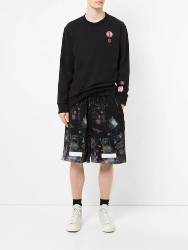 OFF-WHITE BLACK GALAXY BRUSHED DIAGONALS SWEATSHORTS