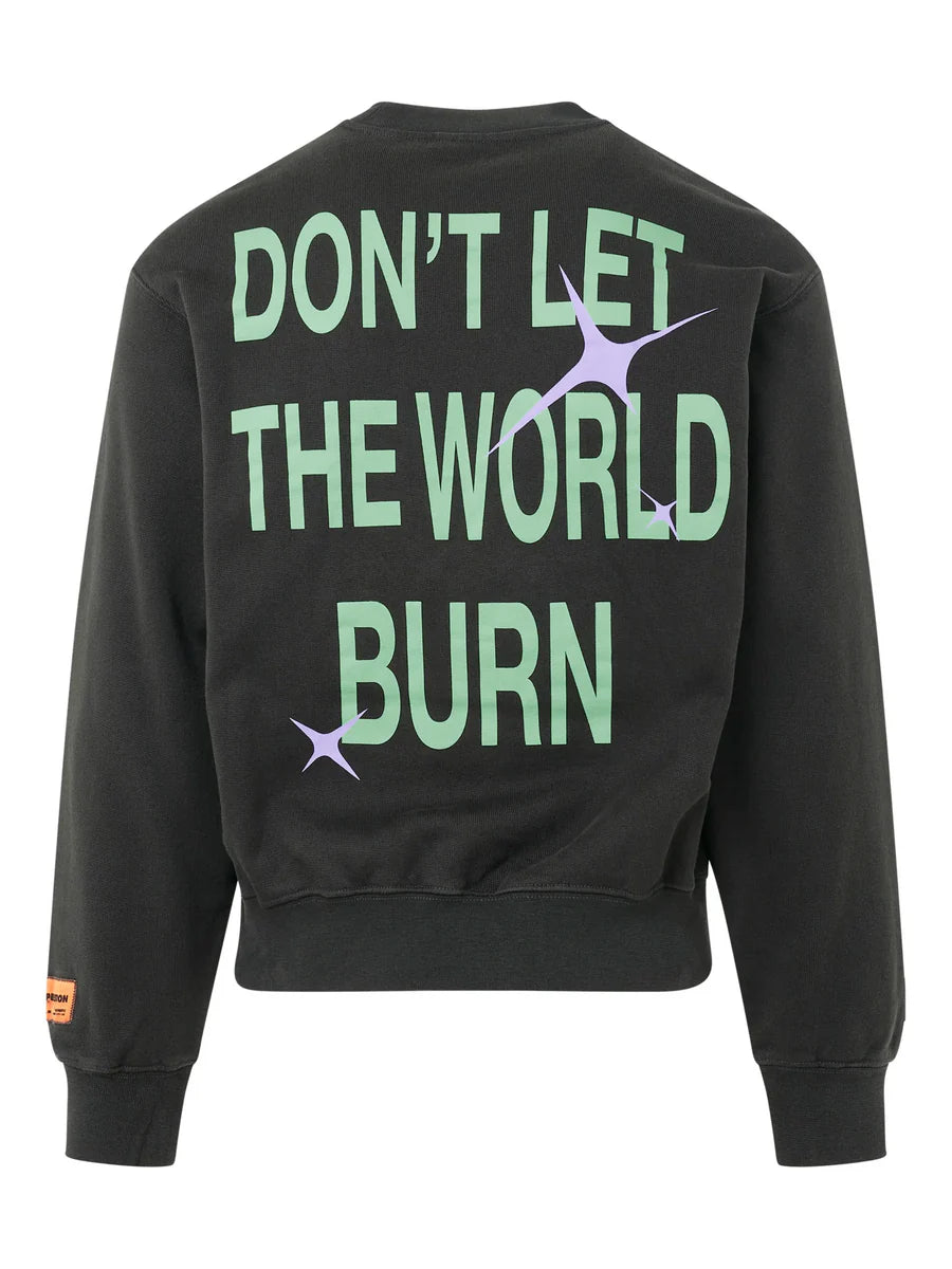 HERON PRESTON GLOBE BURN CREWNECK SWEATER BLACK