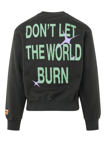 HERON PRESTON GLOBE BURN CREWNECK SWEATER BLACK