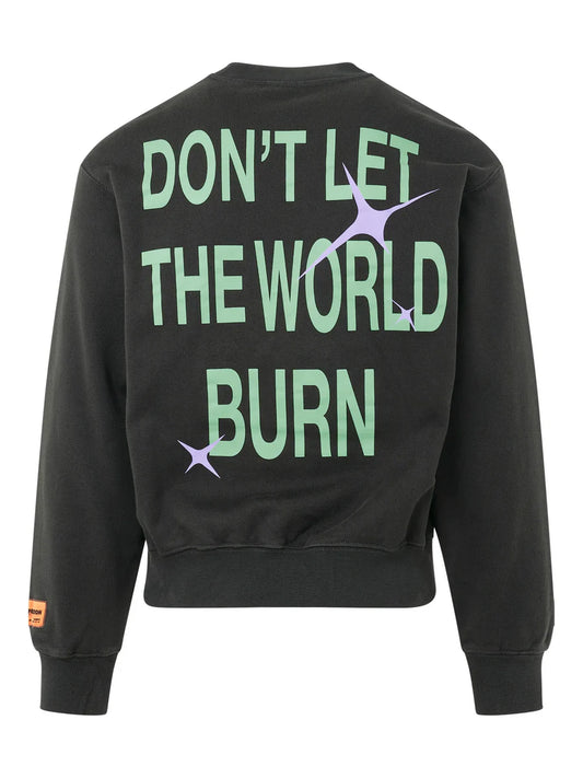 HERON PRESTON GLOBE BURN CREWNECK SWEATER BLACK