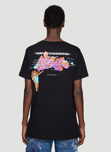 OFF-WHITE BLACK DONDI GRAFFITI GIRL LOGO T-SHIRT