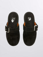 OFF-WHITE SUEDE SPONGESOLE CLOGS BLACK