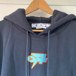 OFF-WHITE BLUE AND ORANGE DEGRADE THUNDER LOGO SKATE HOODIE